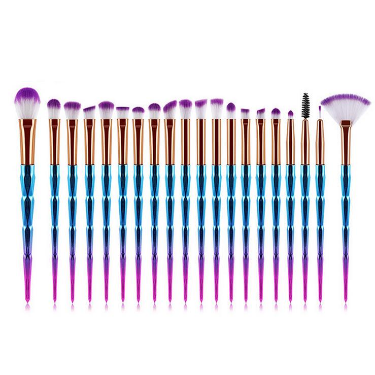 Rainbow Eye Cosmetic Makeup Brush Set Diamond Handle 20PCS Blending Eyeshadow Make Up Brushes